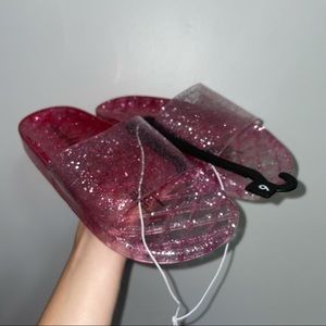 Pink Glitter Jelly Slides